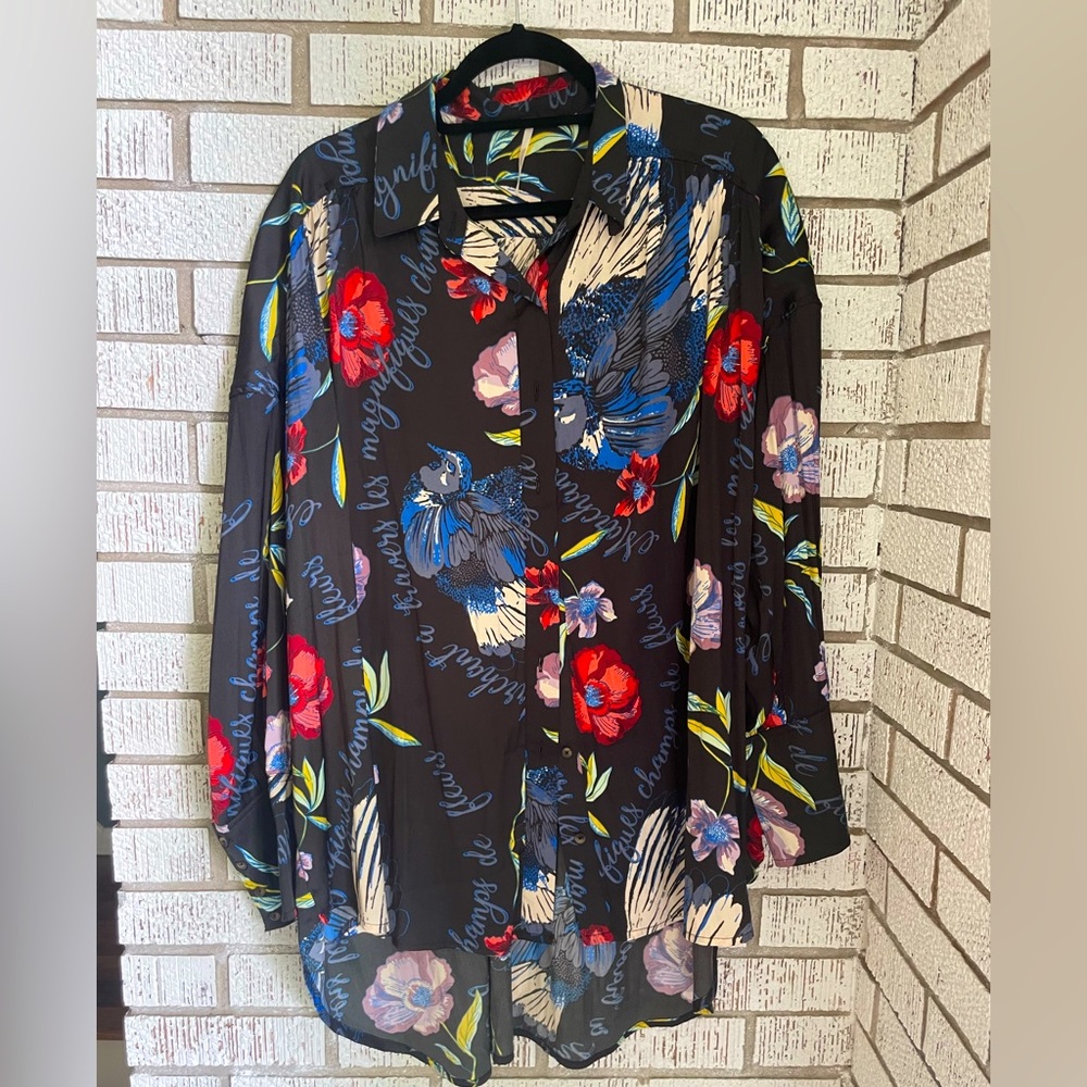 Free People Flowy Floral Blouse